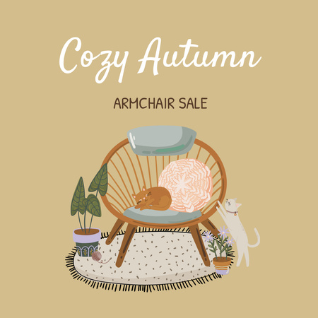 Autumn Sale Announcement with Cozy Armchair Instagram Design Template