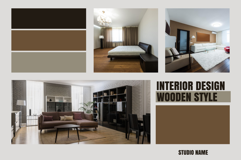 Woody Style Modern Interior Design Mood Board Πρότυπο σχεδίασης