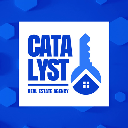 Átlátszó ingatlanügynökség promóciója kék színben Animated Logo tervezősablon