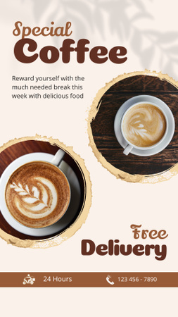 Coffee Shop Ad with Cups Coffee Instagram Story Design Template