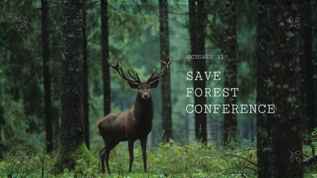 Deer in Green Forest FB event cover Design Template