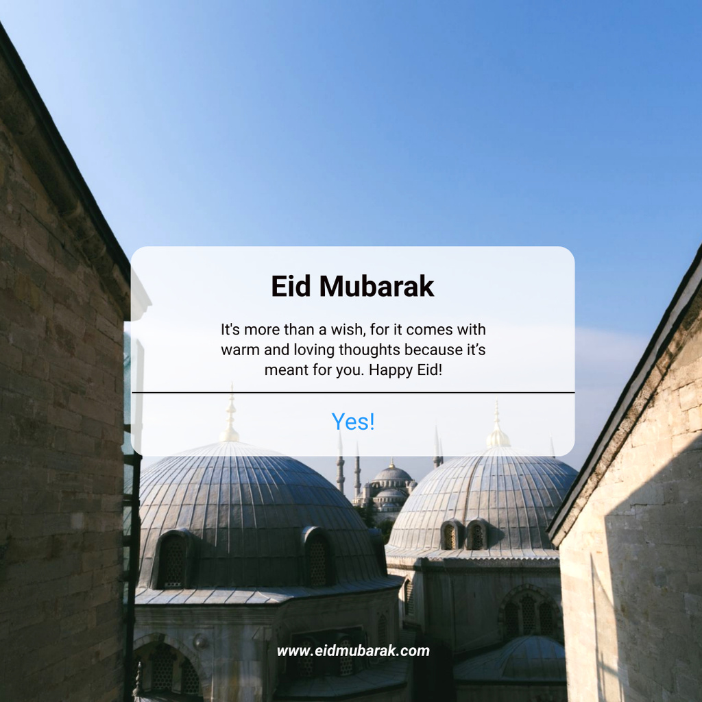 Eid Mubarak Wishes with Mosque Instagram Tasarım Şablonu