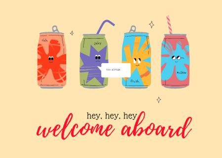Ontwerpsjabloon van Card van Cute Fruits Beverages in Cans