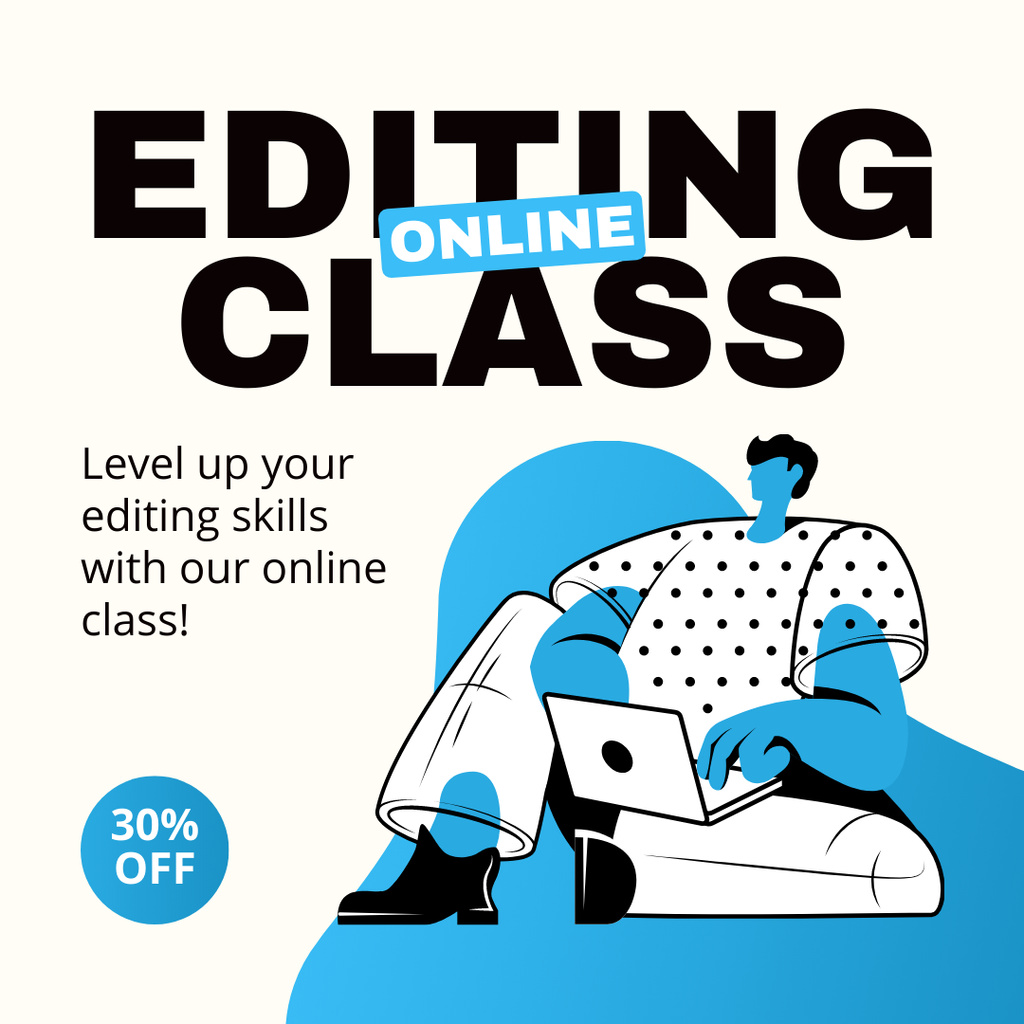 Stunning Online Editing Class With Discounts Offer Instagram AD Šablona návrhu