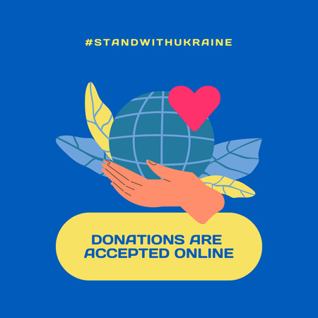Call to Donate Online and Stand with Ukraine Instagram Design Template