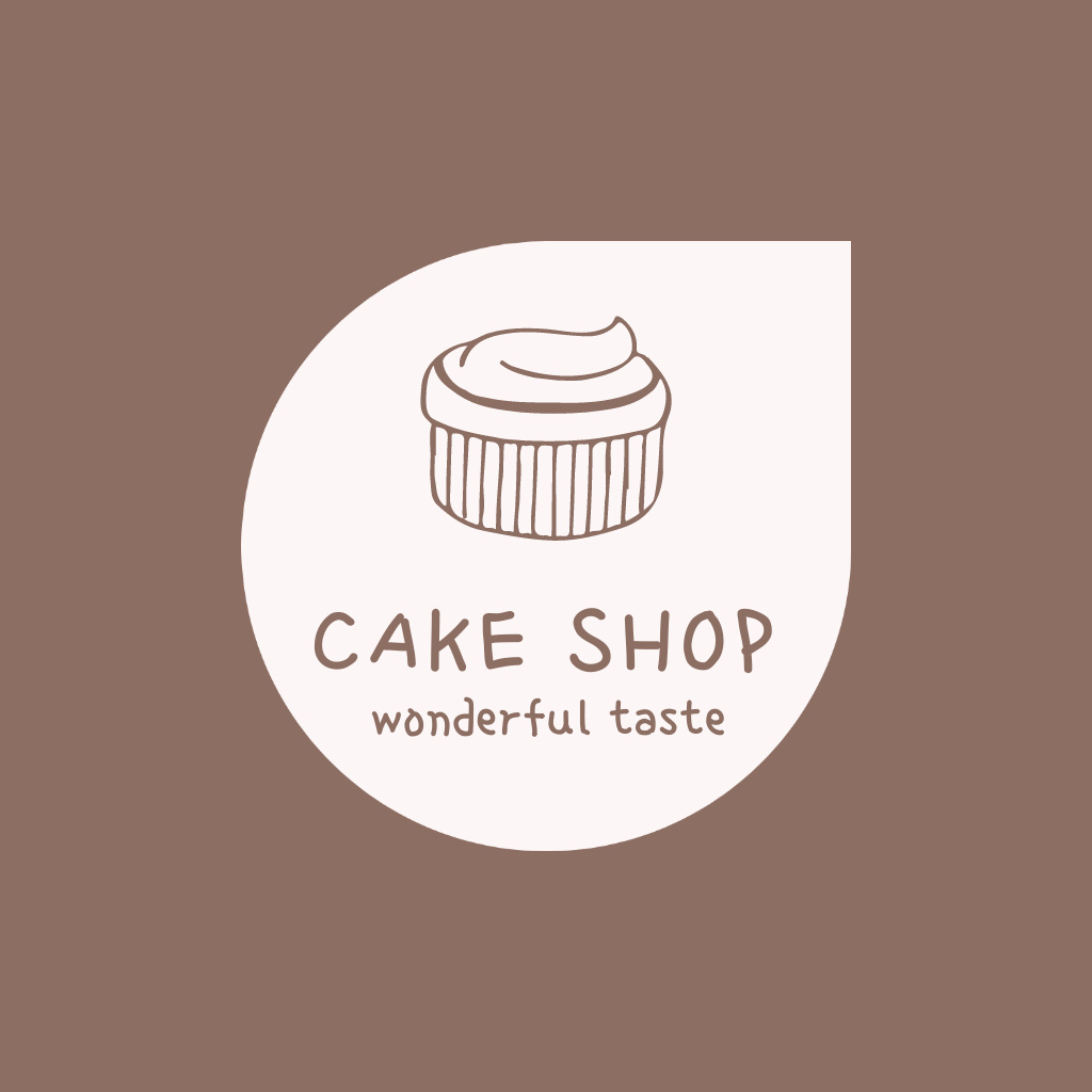 Fruity Bakery Ad with Yummy Cupcake In Brown Logo Design Template