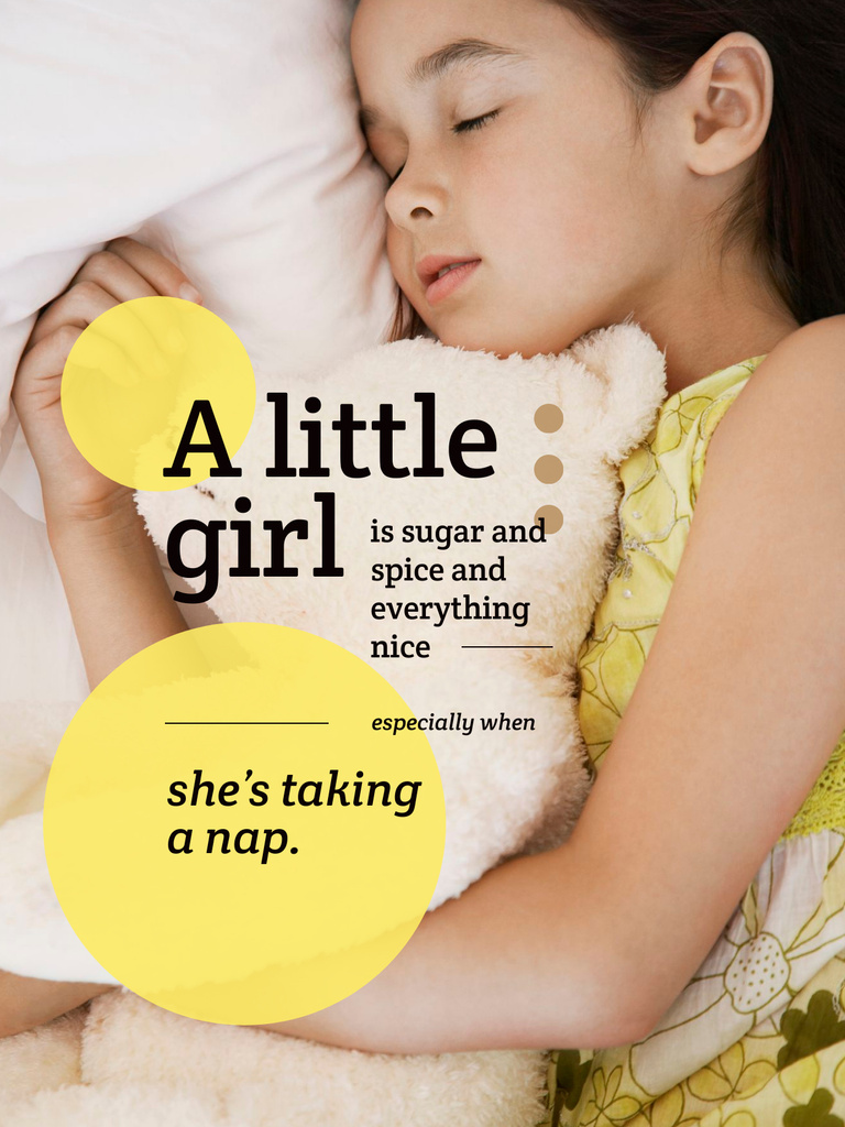 Cute little Girl sleeping Poster US – шаблон для дизайна