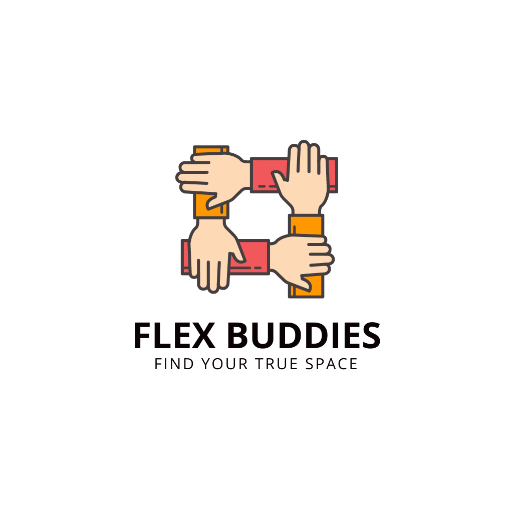 Coworking Space with Buddies Logo Šablona návrhu