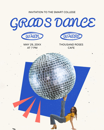 Graduation Party Ad with Bright Disco Ball Poster 16x20in Design Template