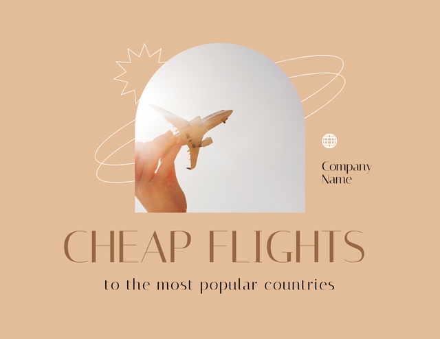 Cheap Flights Offer on Beige Flyer 8.5x11in Horizontal – шаблон для дизайна