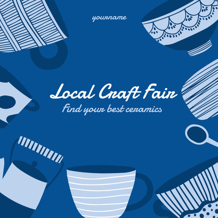 Local Craft Fair Announcement on Blue Instagram Design Template