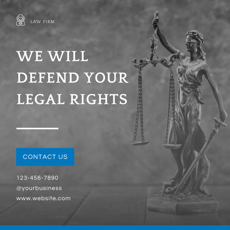 Adalet Heykeli ile Hukuk Hizmetleri Teklifi Instagram Tasarım Şablonu