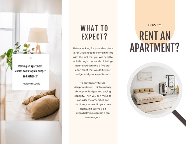 Modern Apartment Rent Advice Brochure 8.5x11in Z-fold Tasarım Şablonu