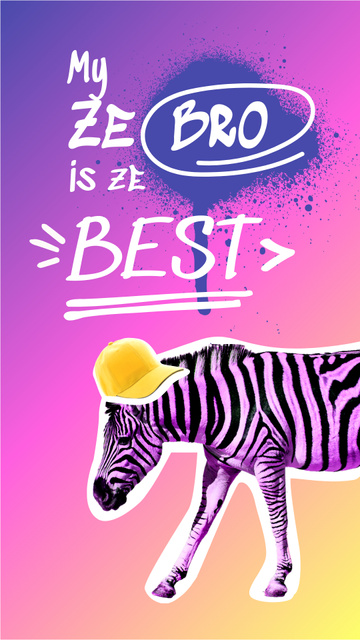 Funny Zebra in Teen Cap Instagram Storyデザインテンプレート