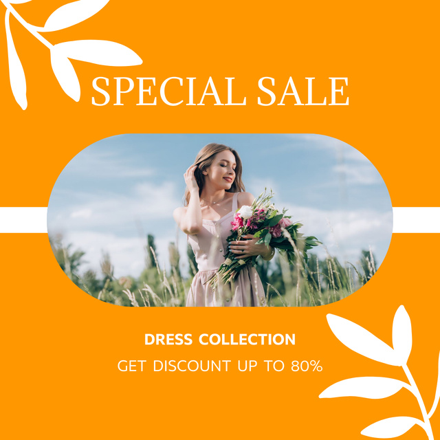 Designvorlage Special Spring Sale with Woman with Bouquet of Flowers für Instagram AD