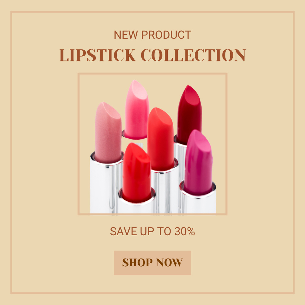 Designvorlage Get Discount For Limited Lipstick Collection für Instagram