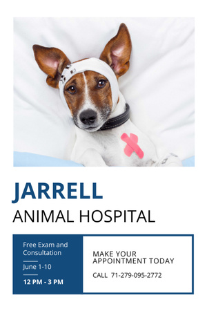 Plantilla de diseño de Animal Hospital Ad with Cute injured Dog Flyer 4x6in 