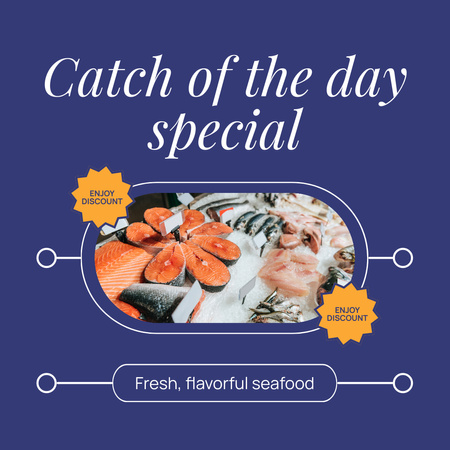 Seafood Sale Special Day Announcement Animated Post Design Template