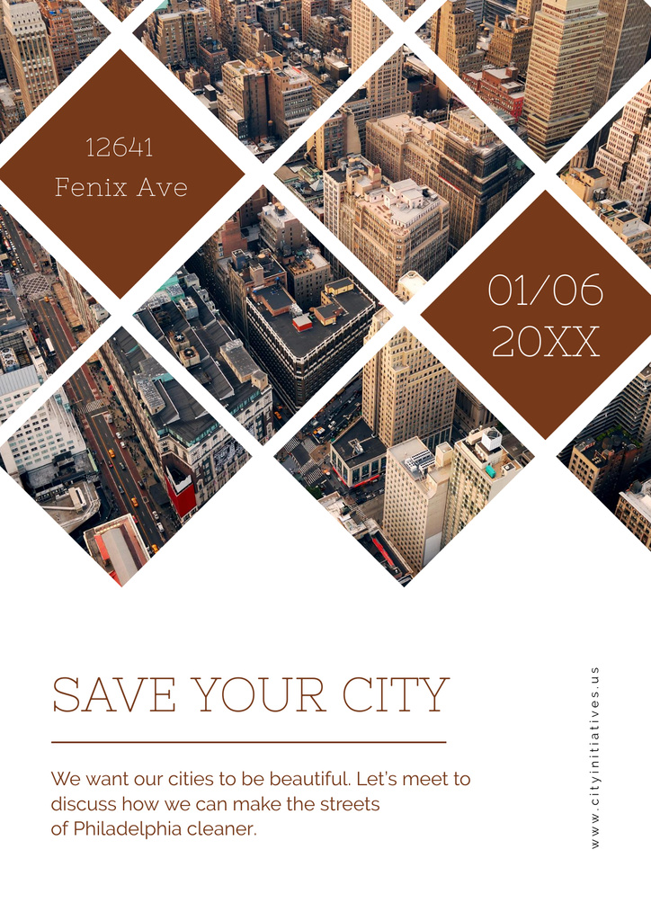 Urban Event Invitation with City Buildings Posterデザインテンプレート