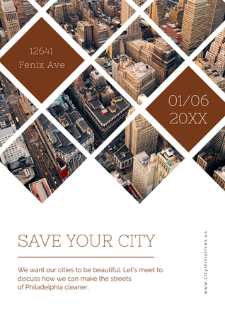 Urban Event Invitation with City Buildings Poster Design Template
