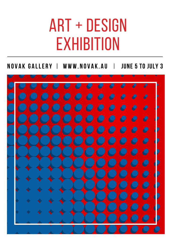 Art Exhibition announcement Contrast Dots Pattern Flyer A6 Design Template