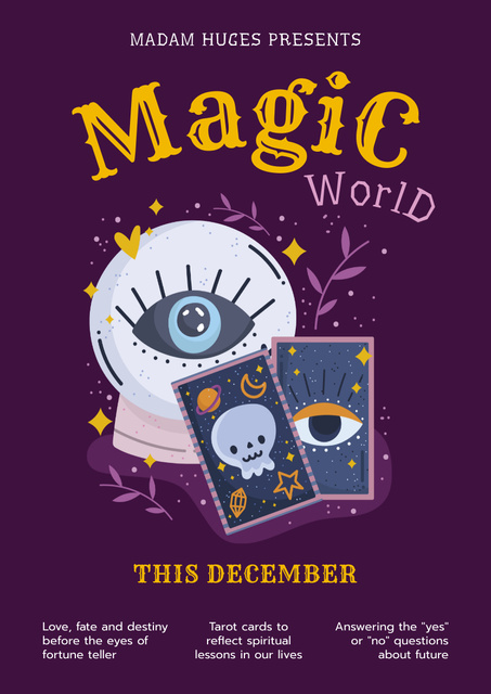 Ontwerpsjabloon van Poster A3 van Magic Show Event Announcement with Tarot Cards