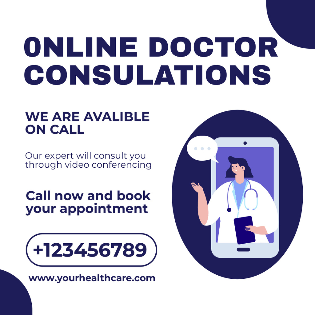 Online Doctor's Consultations Ad Instagram Πρότυπο σχεδίασης