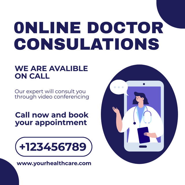 Online Doctor's Consultations Ad Instagram Šablona návrhu