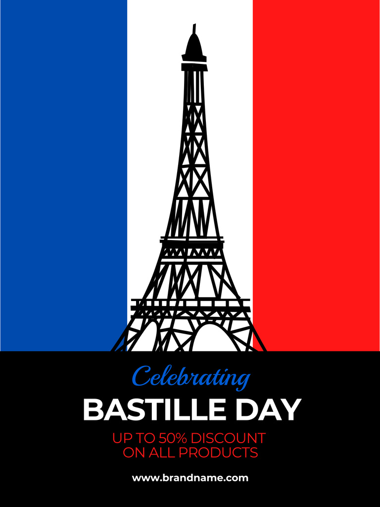 Happy Bastille Day Poster US Design Template