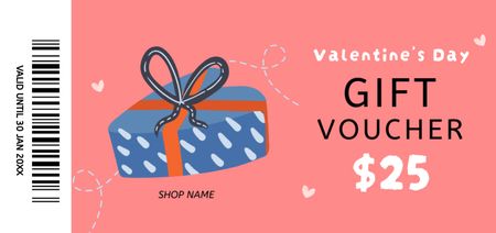 Platilla de diseño Valentine's Day Gift Voucher with Heart Shaped Box Coupon Din Large