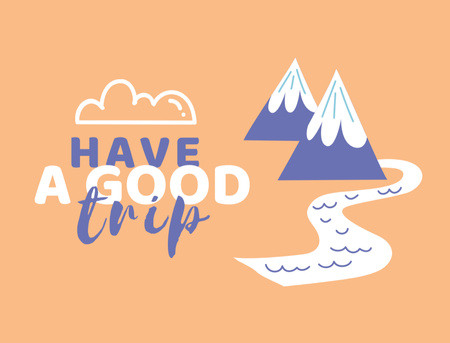 Good Trip Wishes with Mountains and River Postcard 4.2x5.5in – шаблон для дизайну