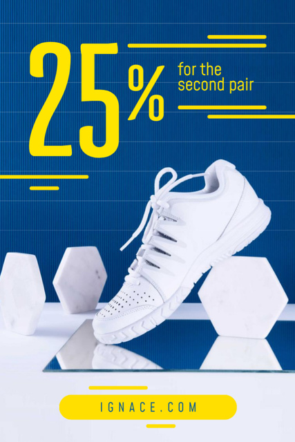 Designvorlage Sport Shoes Sale White Shoe on Blue für Tumblr