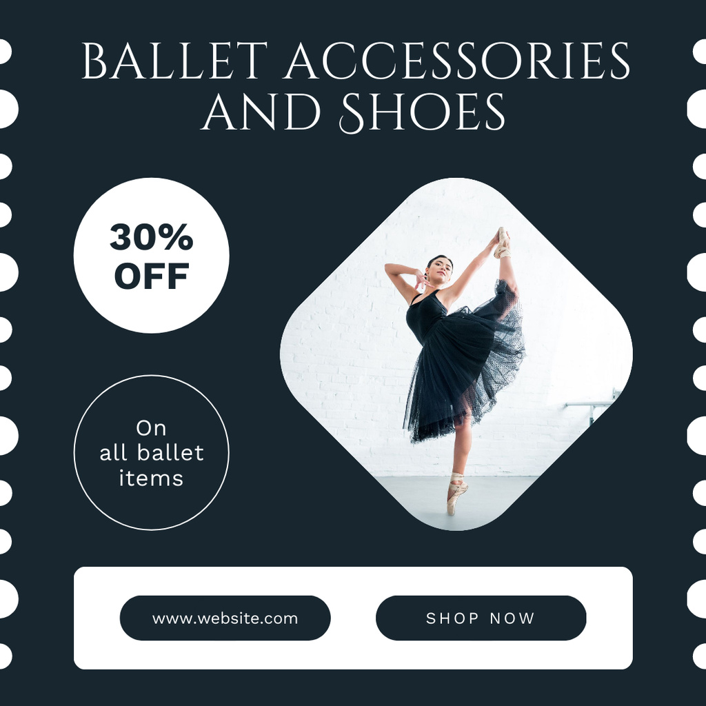 Offer of Discount on Ballet Accessories and Shoes Instagram Design Template