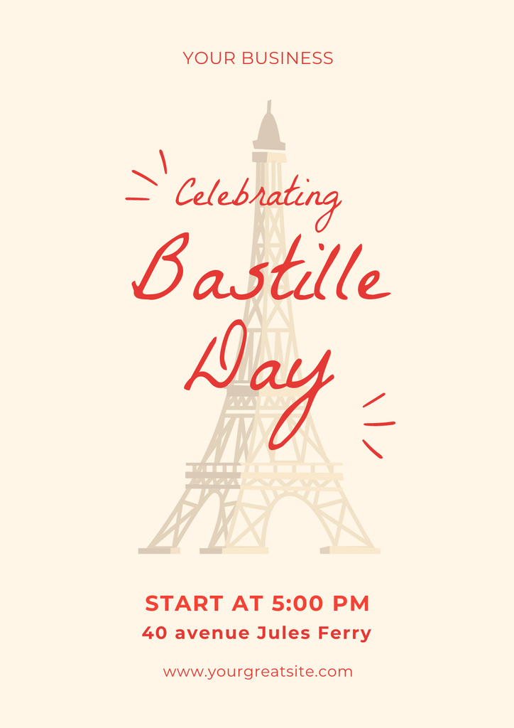Happy Bastille Day on Beige Poster Tasarım Şablonu