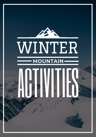 Winter Activities Inspiration with People in Snowy Mountains Poster Design Template