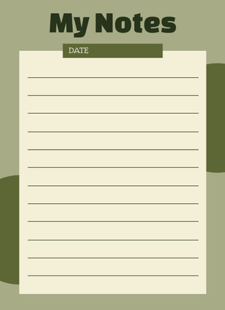 Designvorlage Simple Planner of Daily Goals on Green für Notepad 4x5.5in