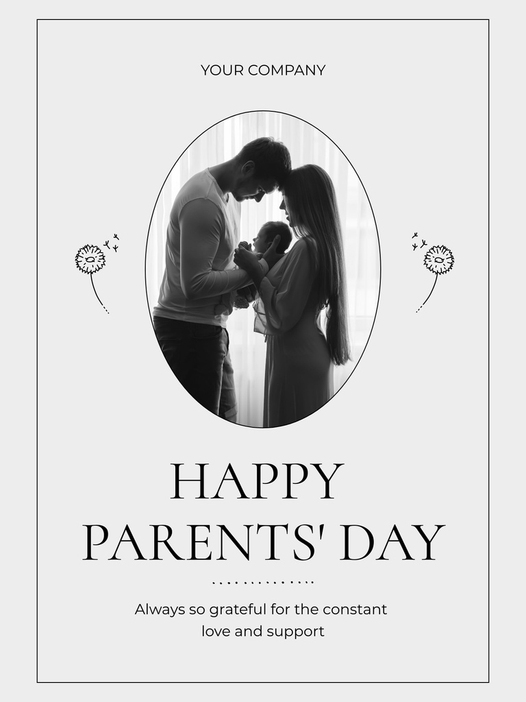 Plantilla de diseño de Parents' Day Greeting with Family holding Newborn Poster US 