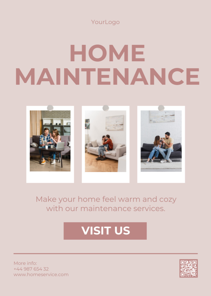 House Improvement Services Collage on Pink Flayer tervezősablon