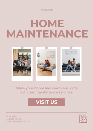 House Improvement Services Collage on Pink Flayer Design Template