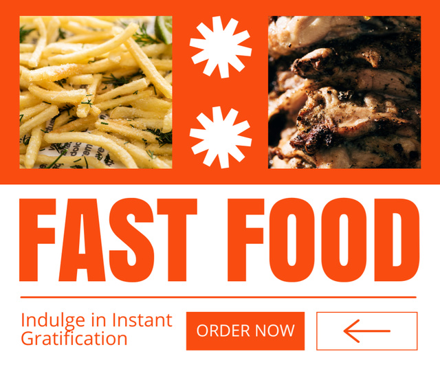 Delicious Food Offer at Fast Casual Restaurant Facebook Šablona návrhu