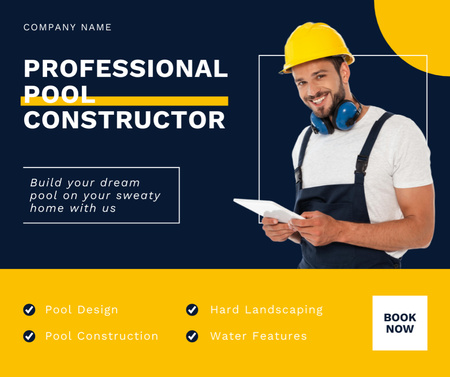 Szablon projektu Discount for Professional Pool Construction Services Facebook