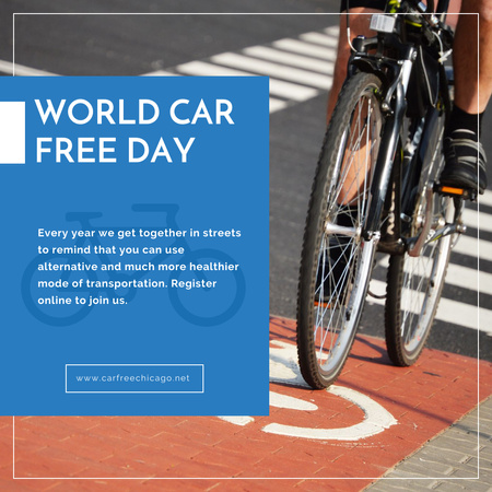 Man riding bicycle on World Car Free Day Instagram AD Modelo de Design