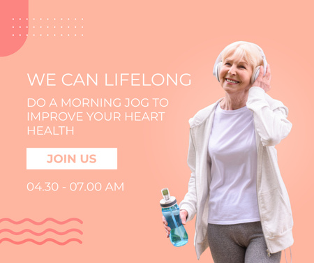 Designvorlage Morgenjoggen für einen gesunden Lebensstil für Senioren für Facebook