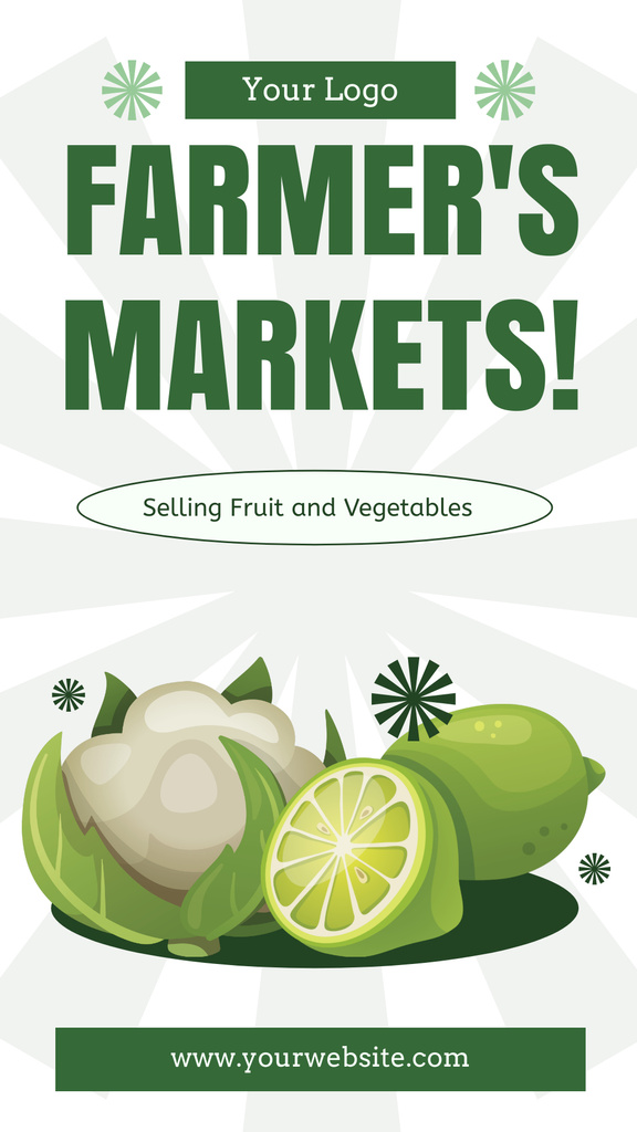 Fruits and Vegetables at Farmers Market Instagram Story tervezősablon