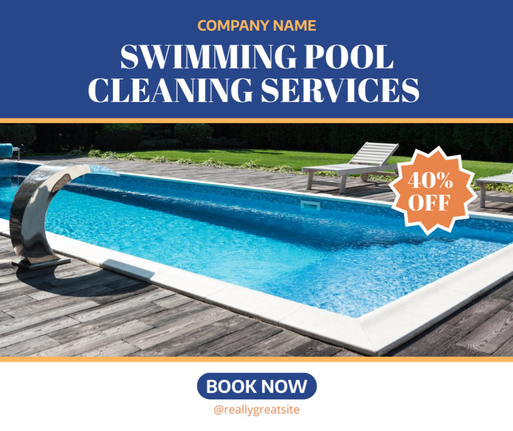 Ontwerpsjabloon van Facebook van Discounts on Pool Cleaning Solutions
