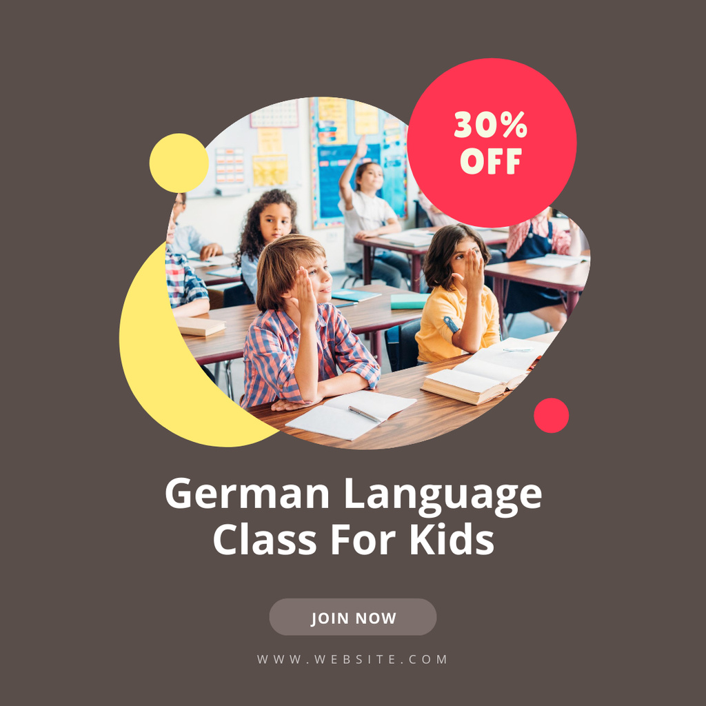 Ontwerpsjabloon van Instagram van German Language Courses for Kids