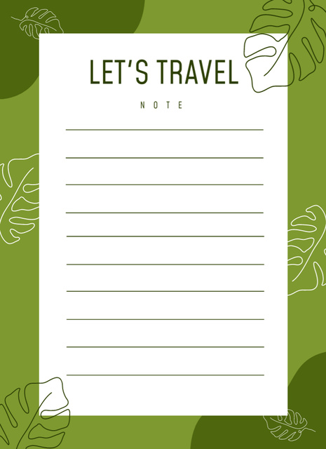 Travel Planner with Leaves Notepad 4x5.5inデザインテンプレート
