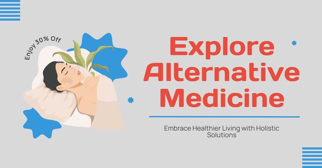 Alternative Medicine Treatments With Slogan And Discount Facebook AD Design Template