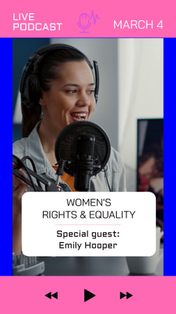 Kadınlar Günü Konuğu İle Canlı Podcast TikTok Video Tasarım Şablonu