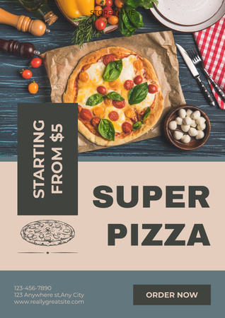 Designvorlage Mindestpreisangebot für Pizza für Poster